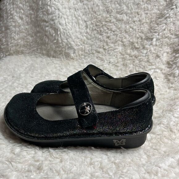 Alegria leather black suede Mary Jane with multi color sparkling glitter… - Picture 4 of 9